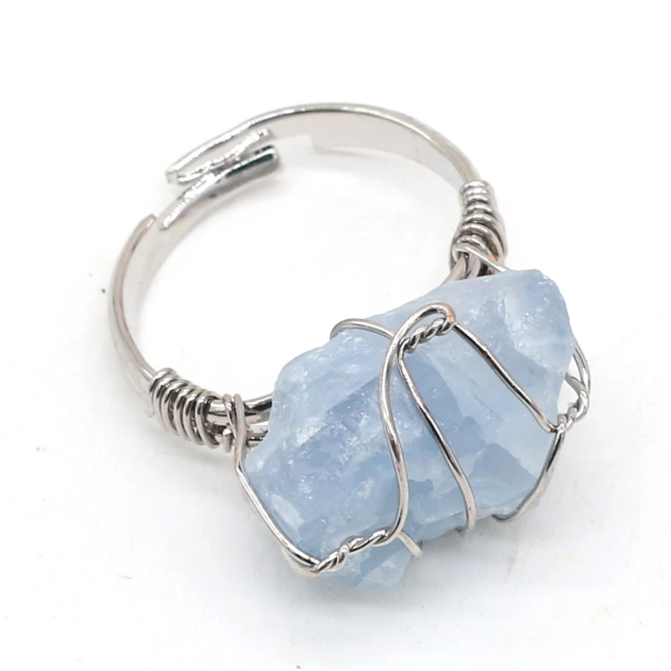 Aquamarine Adjustable wrapped rings