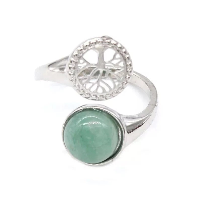 "Tree of Life" adjustable gemstone rings
