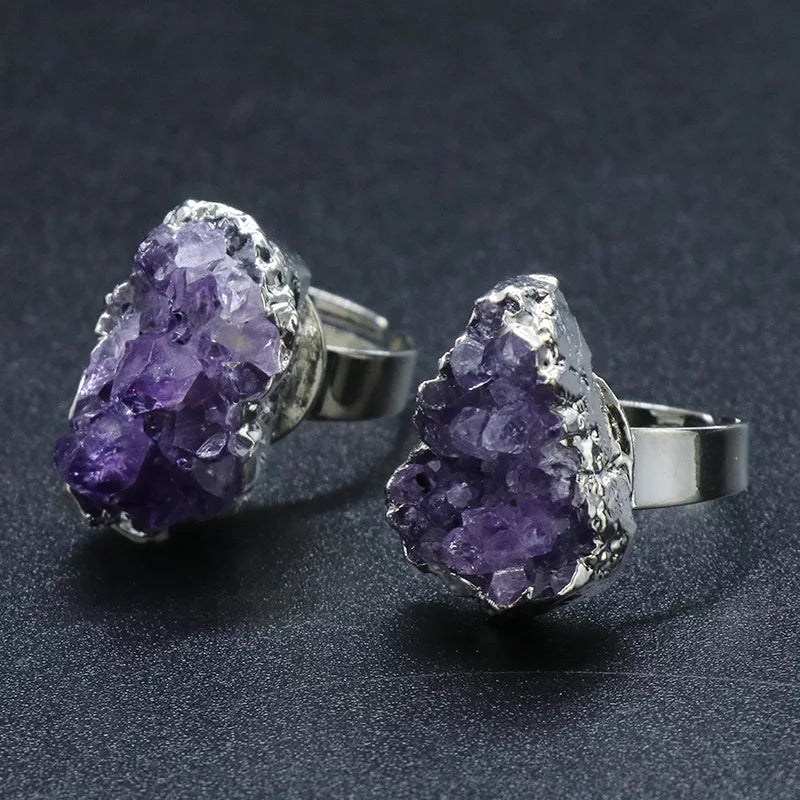 Amethyst Druzy Adjustable Ring