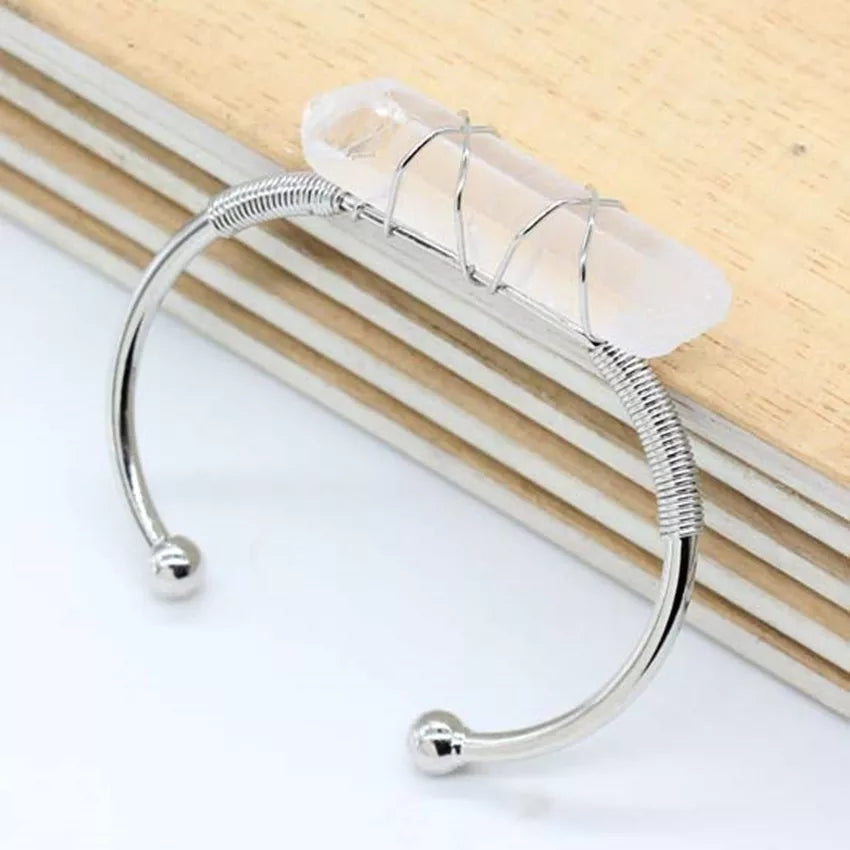Clear Quartz Copper Wrapped Bangle