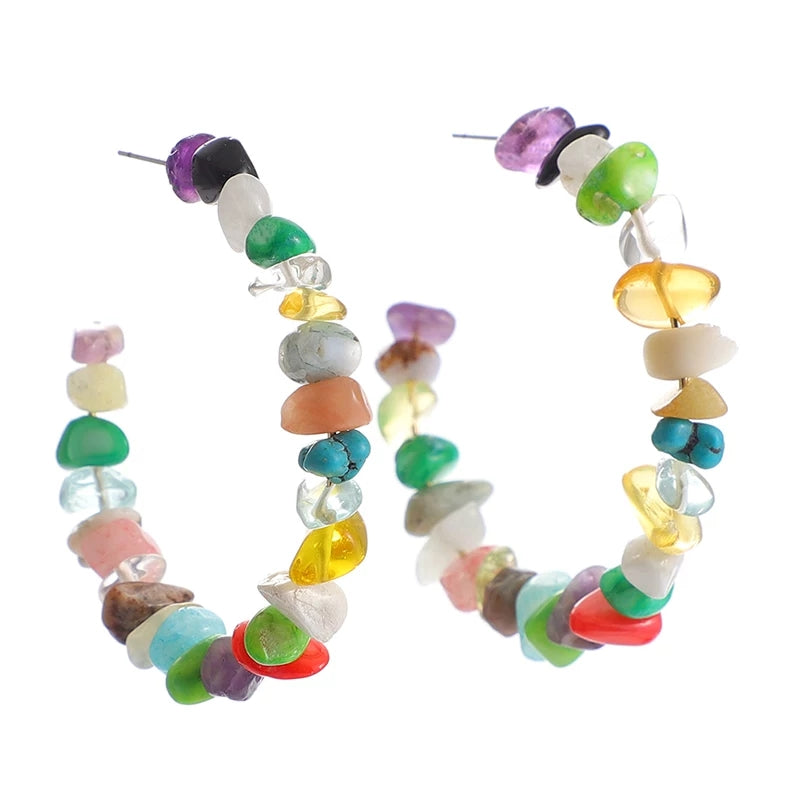 Gemstone Hoop Earrings