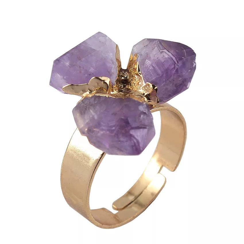Amethyst 3 studded ring