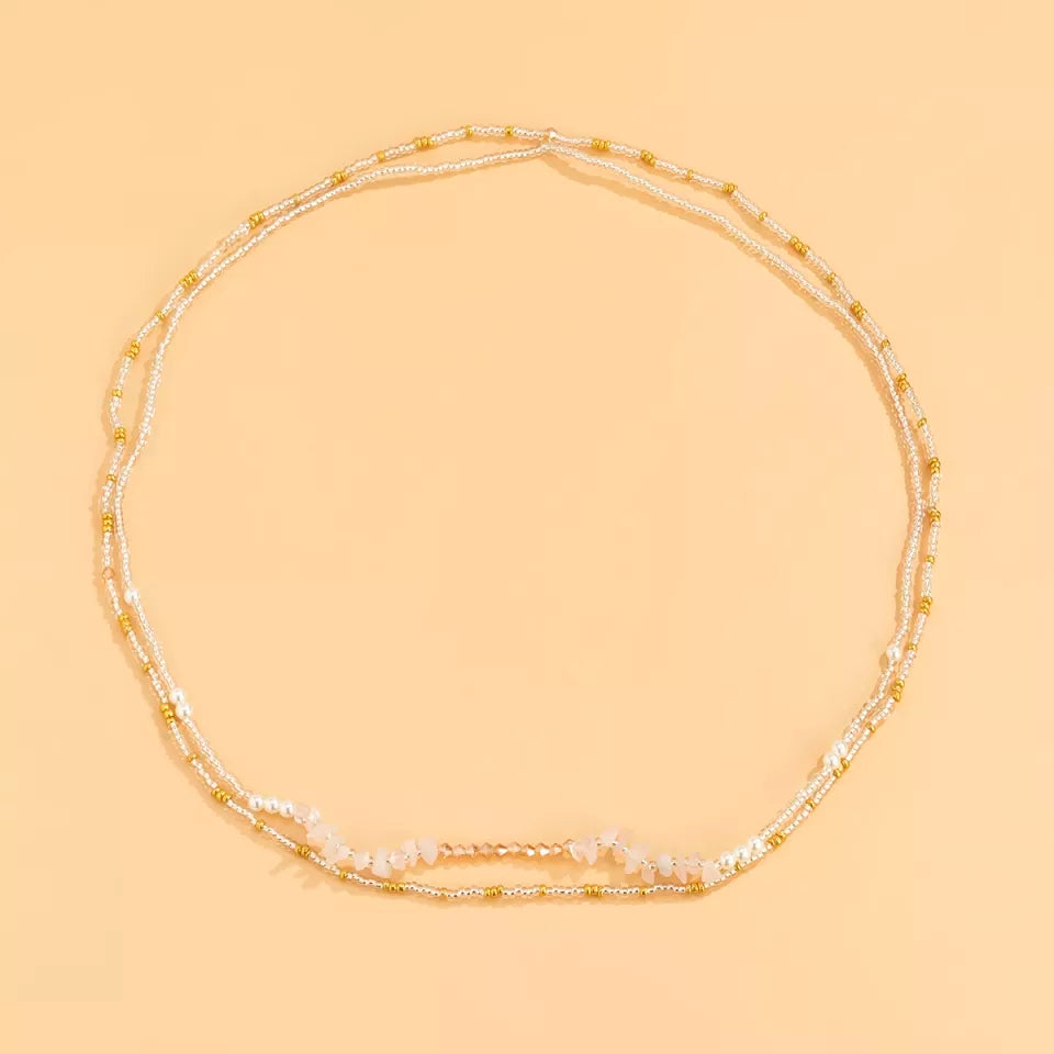 2 pc Stetchy Waistbeads w/ White Gemstone set