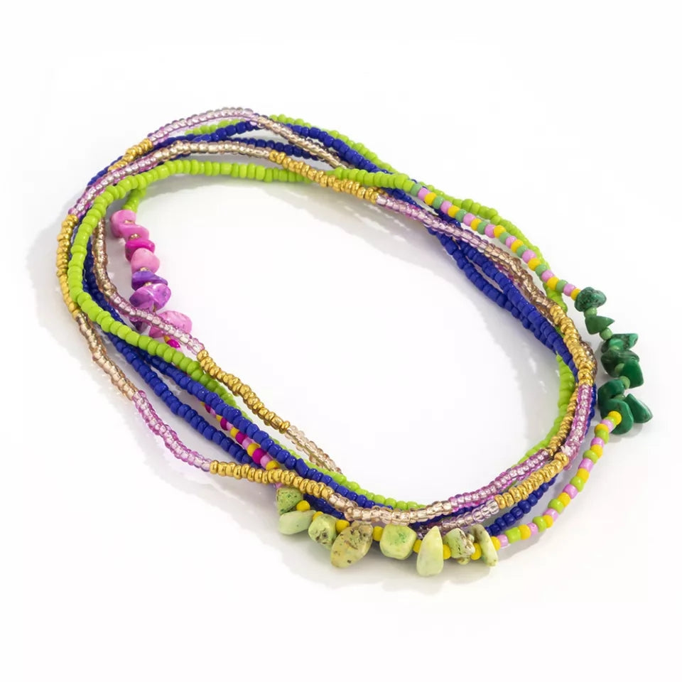 Stretchy Colorful Gemstone Waistbead set