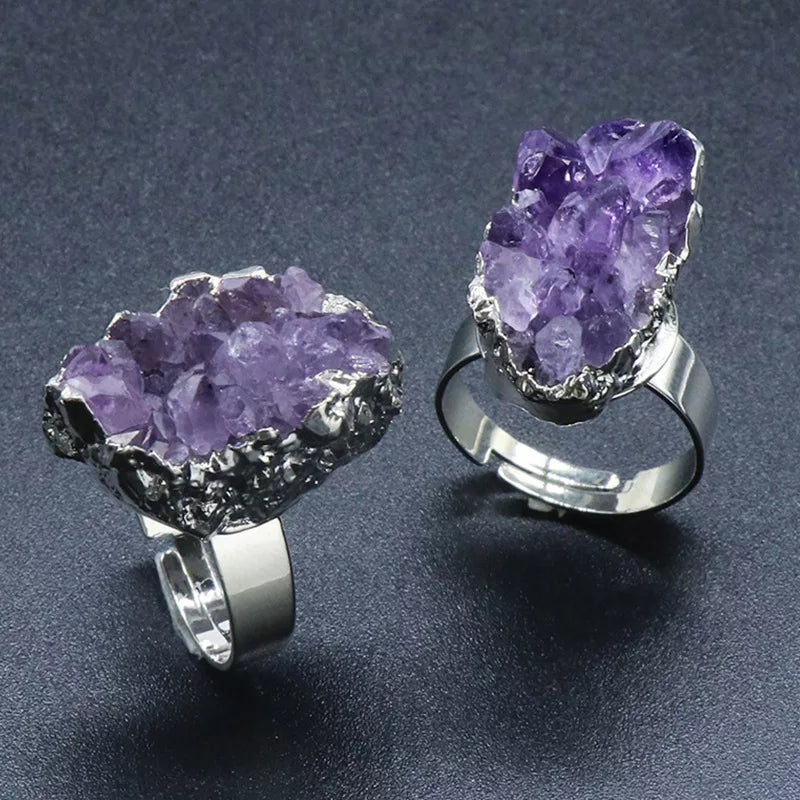 Amethyst Druzy Adjustable Ring