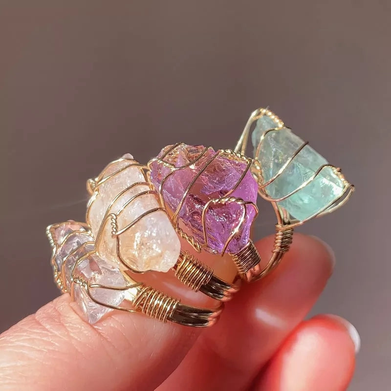 Wire Wrapped Gemstone Rings