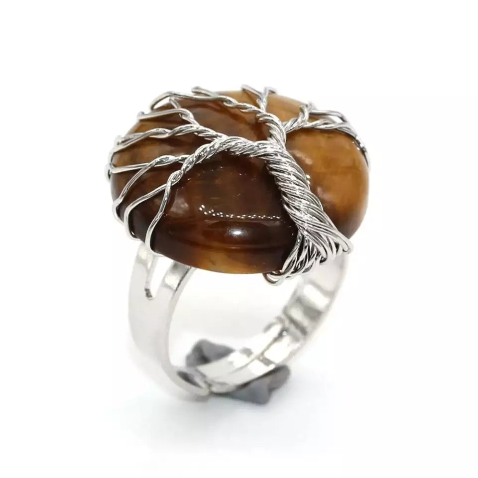 Wrapped Tree of Life Gemstone Rings