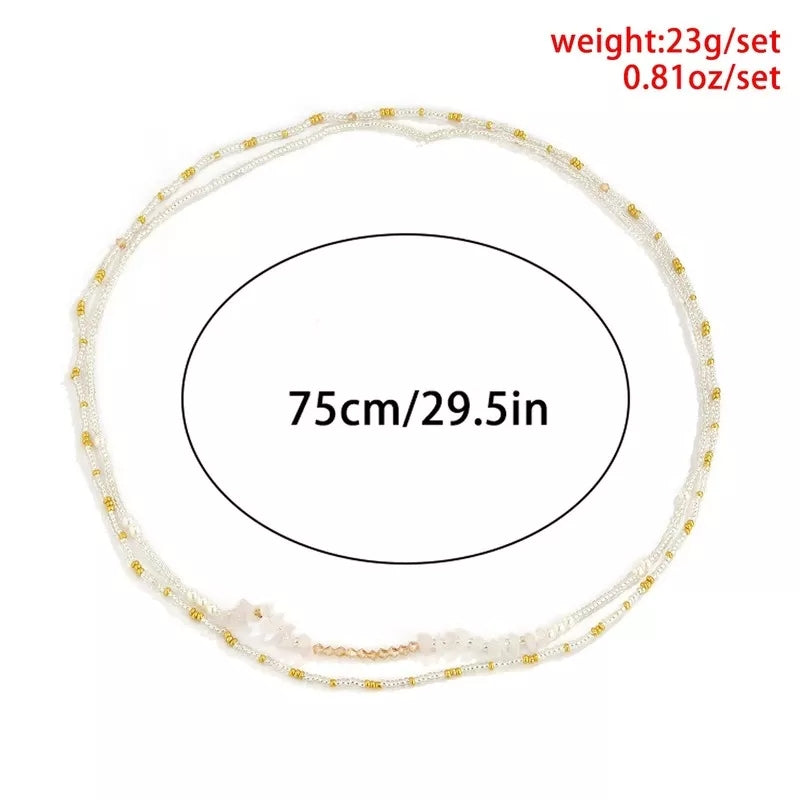 2 pc Stetchy Waistbeads w/ White Gemstone set