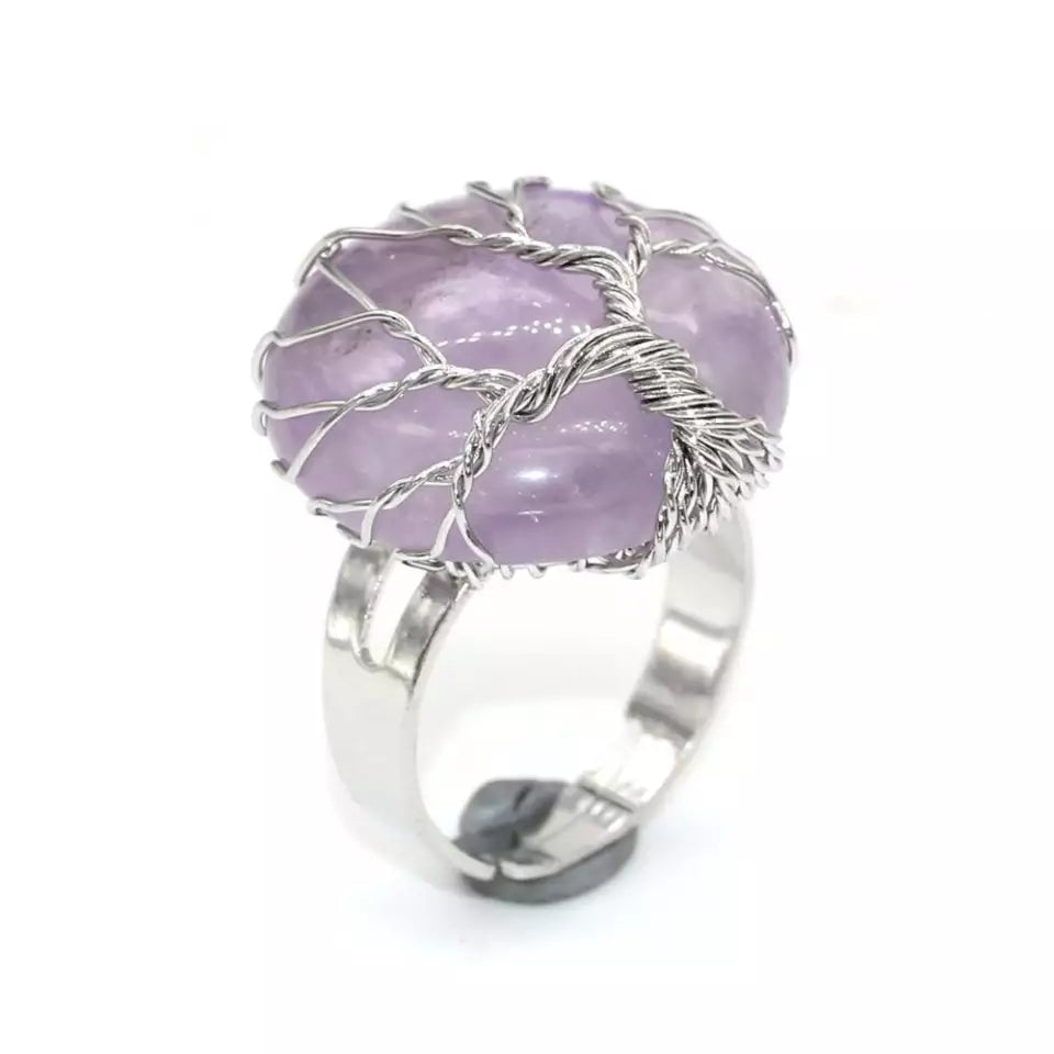 Wrapped Tree of Life Gemstone Rings