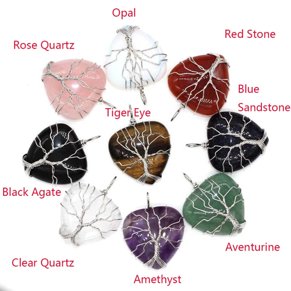 Wrapped Gemstone Cut Heart Pendants