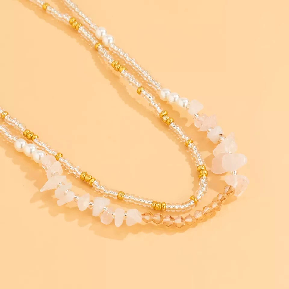 2 pc Stetchy Waistbeads w/ White Gemstone set