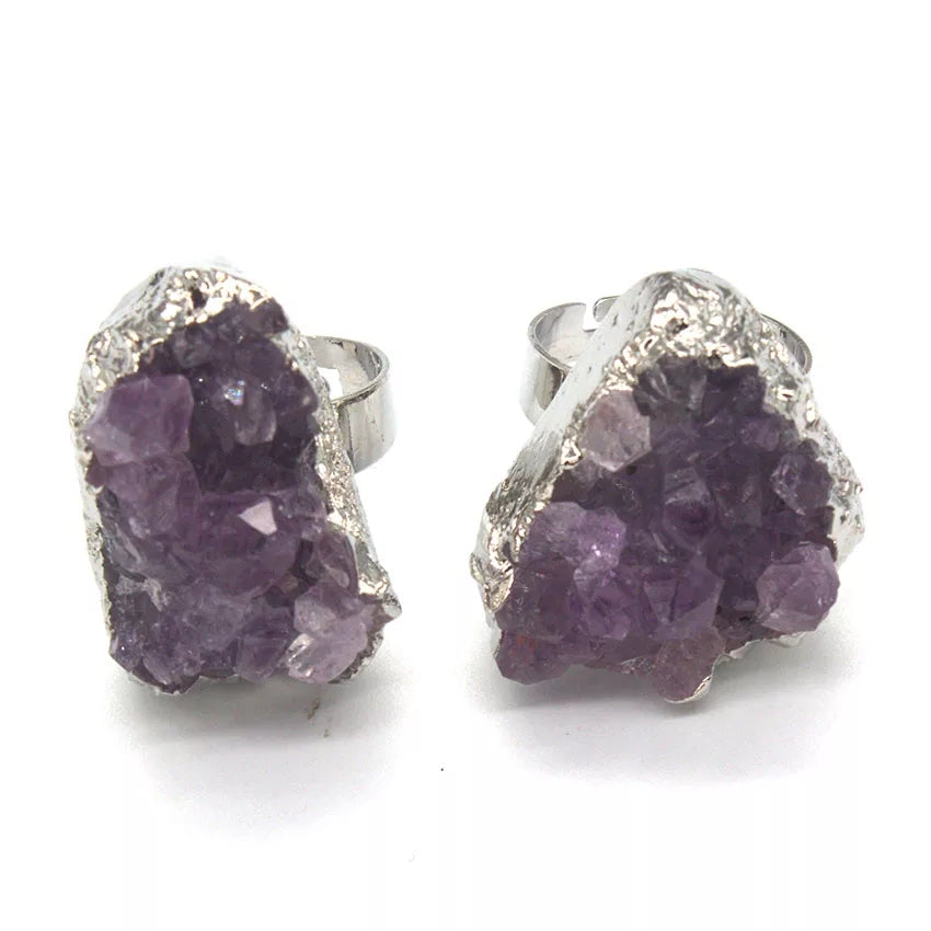 Amethyst Druzy Adjustable Ring