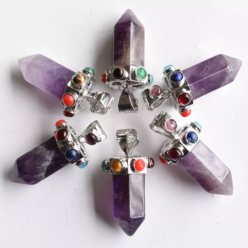 7 Chakra Pointed Gemstone Pendants