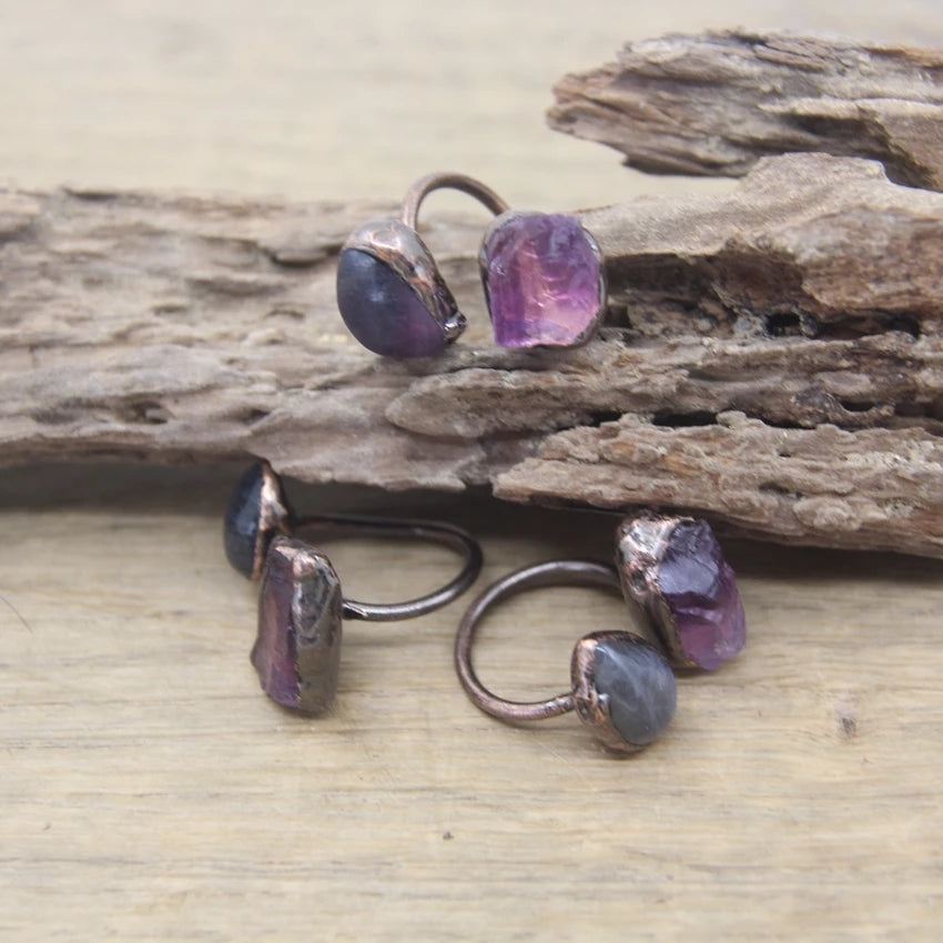 Amethyst × Labradorite Bronze Ring