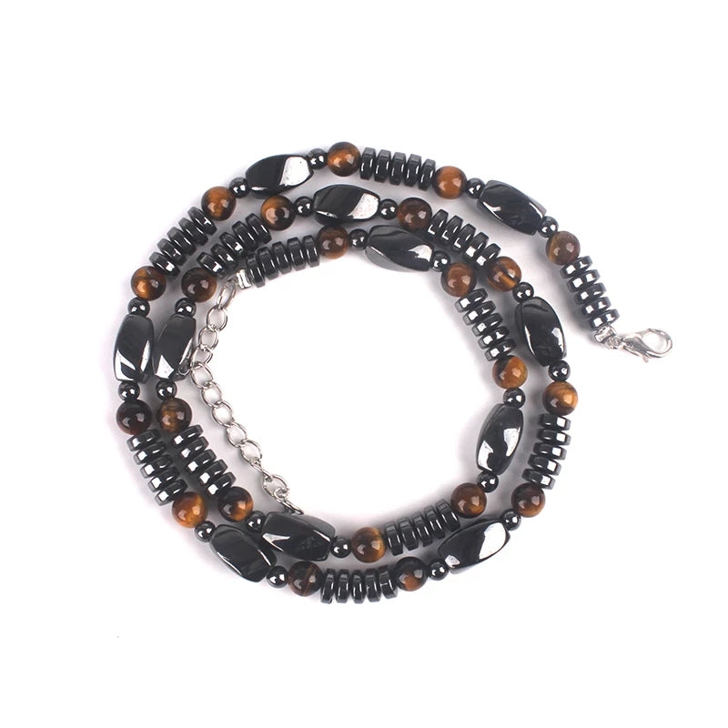 Black Hematite Tiger-Eye Beaded Necklace