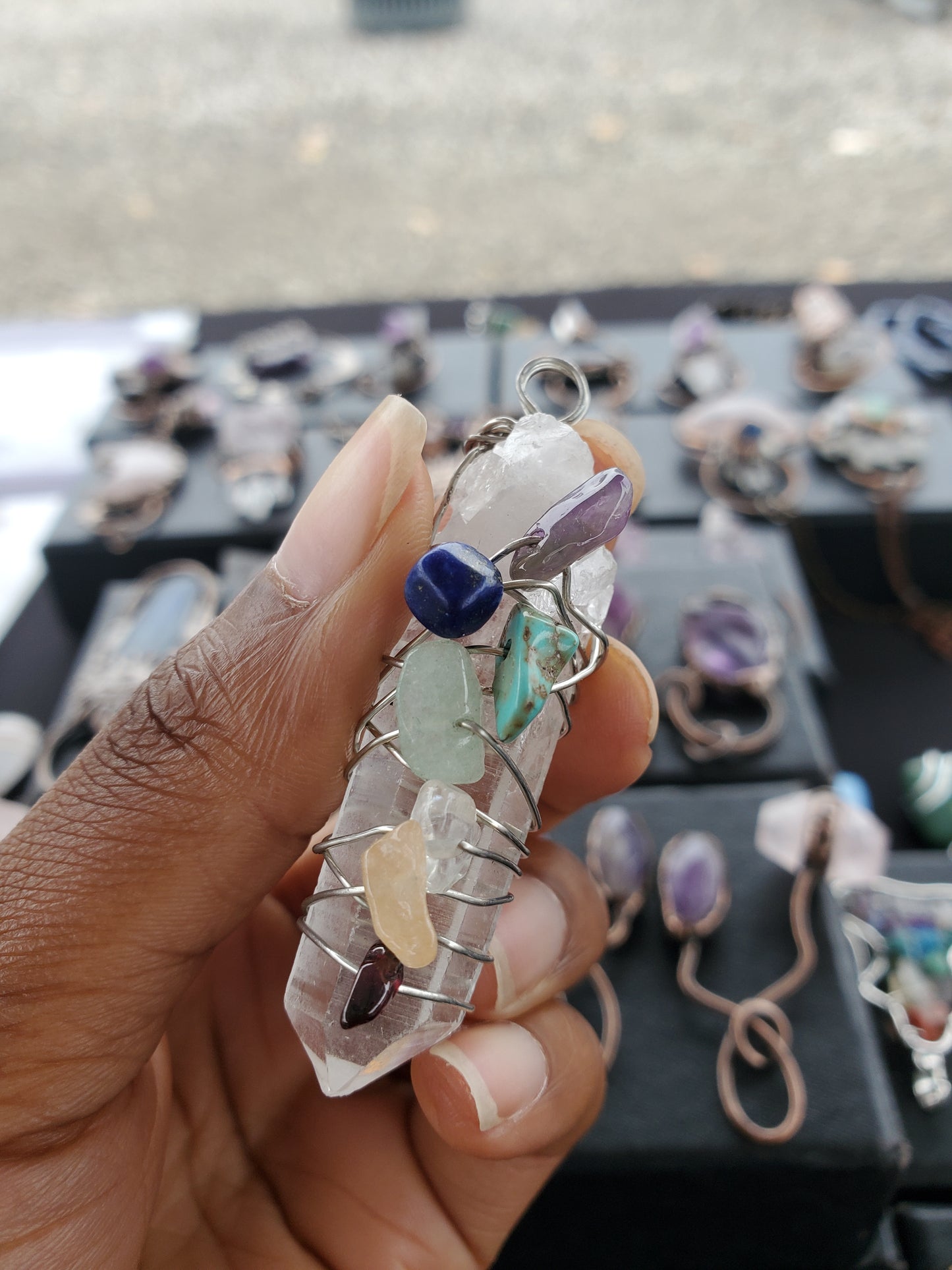 Chakra wire wrapped Quartz Necklace Pendant