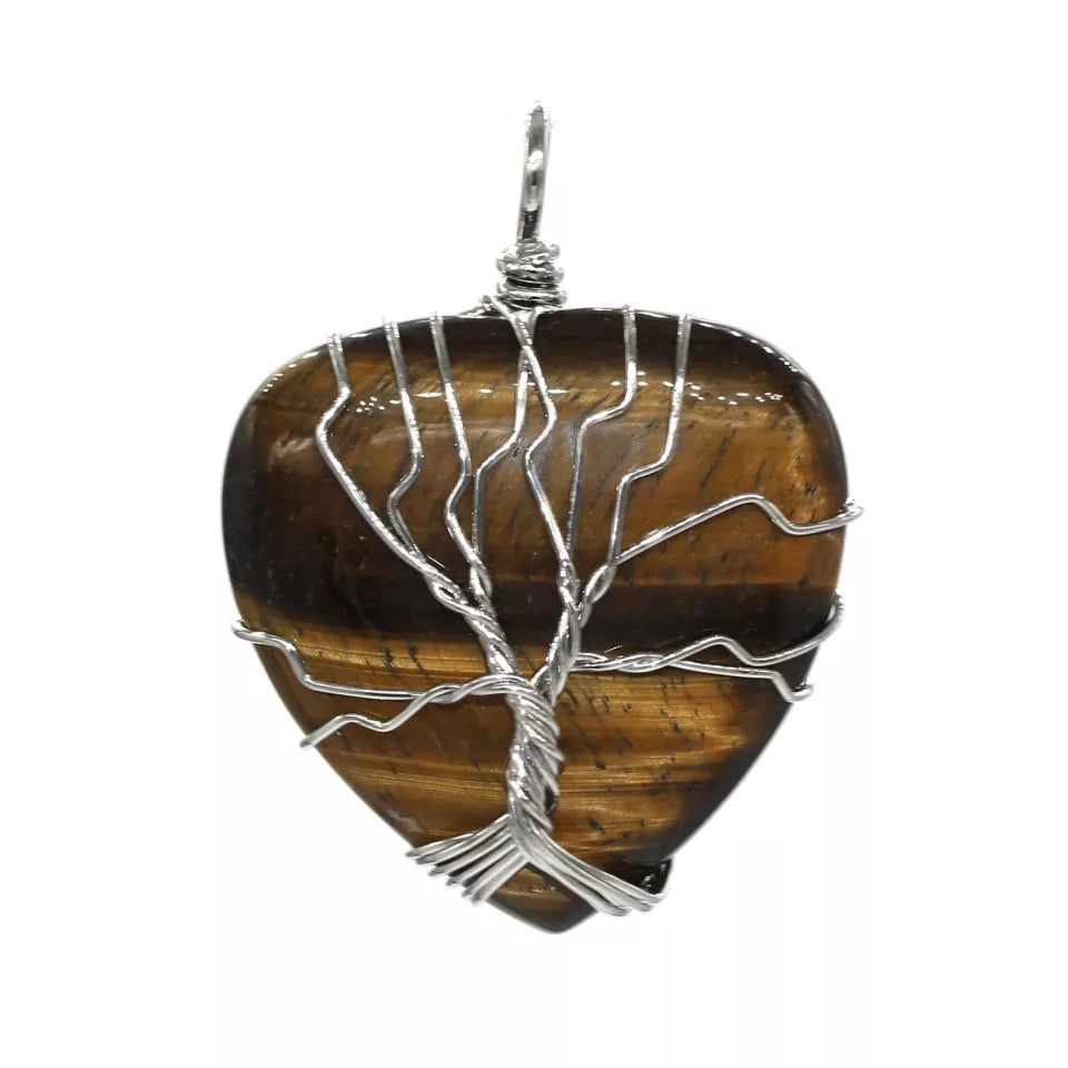 Wrapped Gemstone Cut Heart Pendants