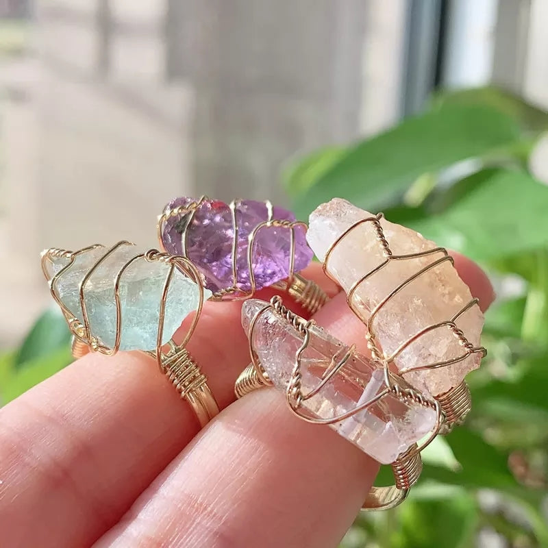 Wire Wrapped Gemstone Rings