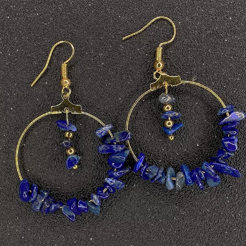 Gemstone dangled hoop earrings