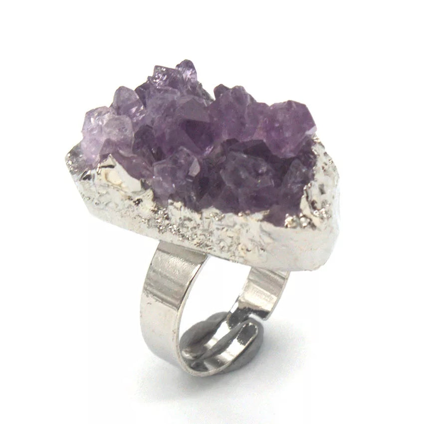 Amethyst Druzy Adjustable Ring