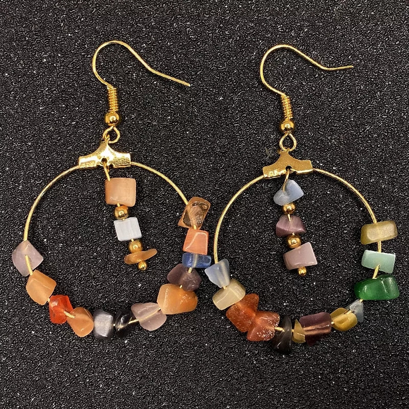 Gemstone dangled hoop earrings