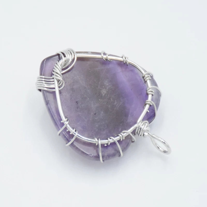 Wrapped Gemstone Cut Heart Pendants