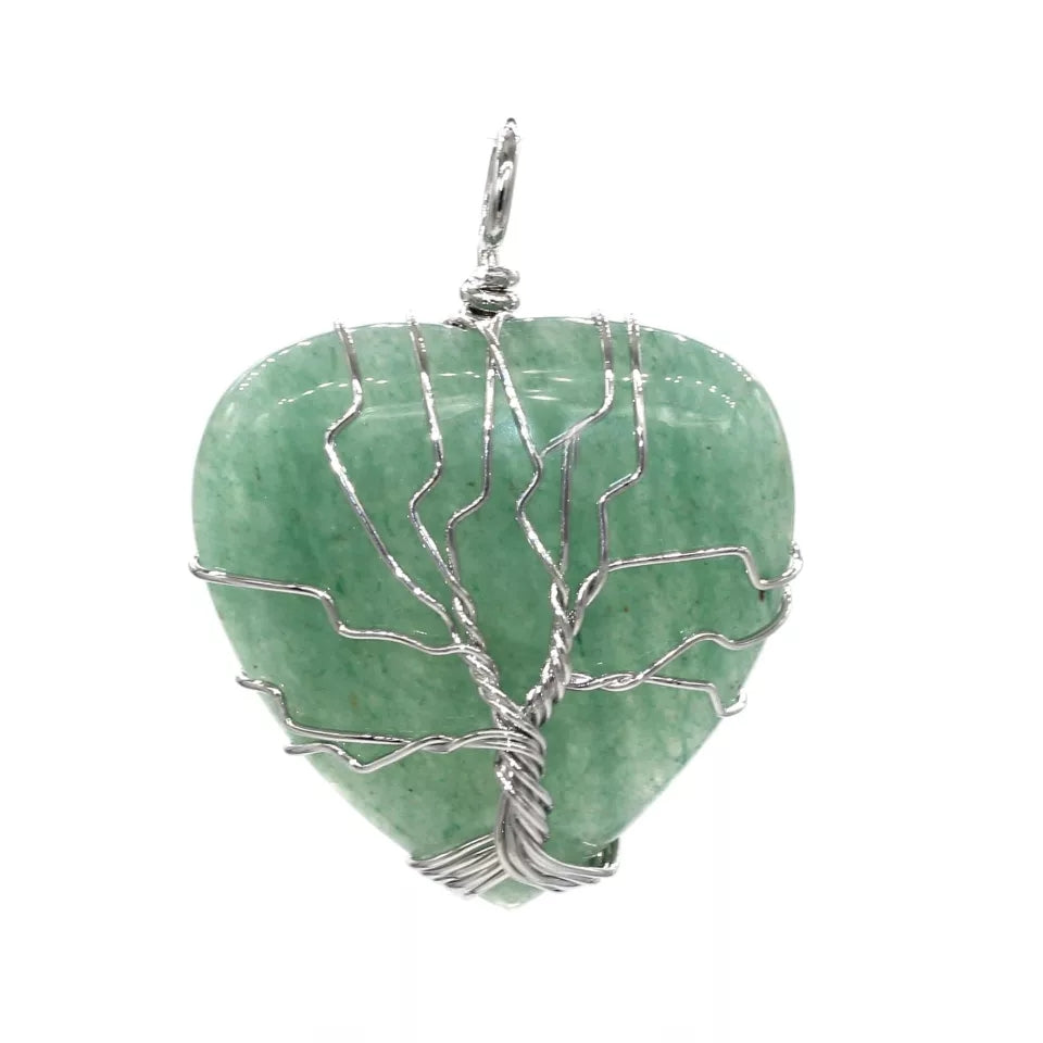 Wrapped Gemstone Cut Heart Pendants