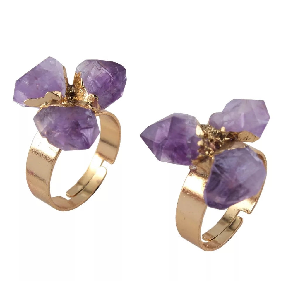 Amethyst 3 studded ring
