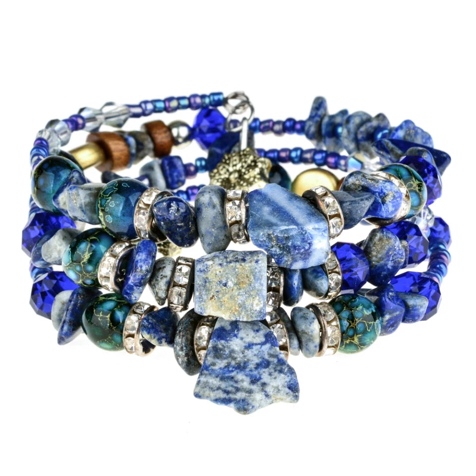 Natural Gemstone × Charms wrap around bracelets