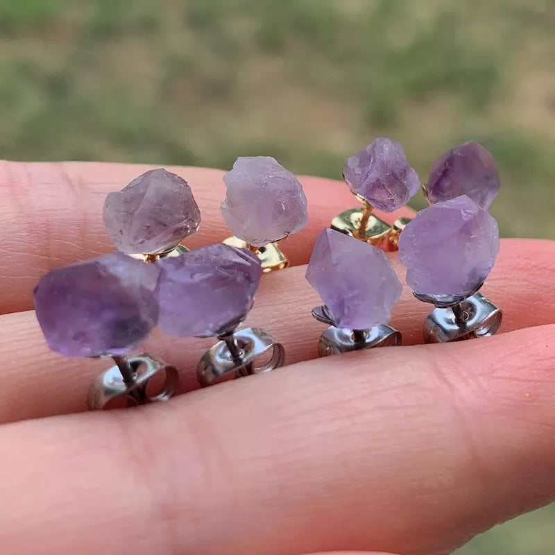 Amethyst Gemstone Stud Earrings