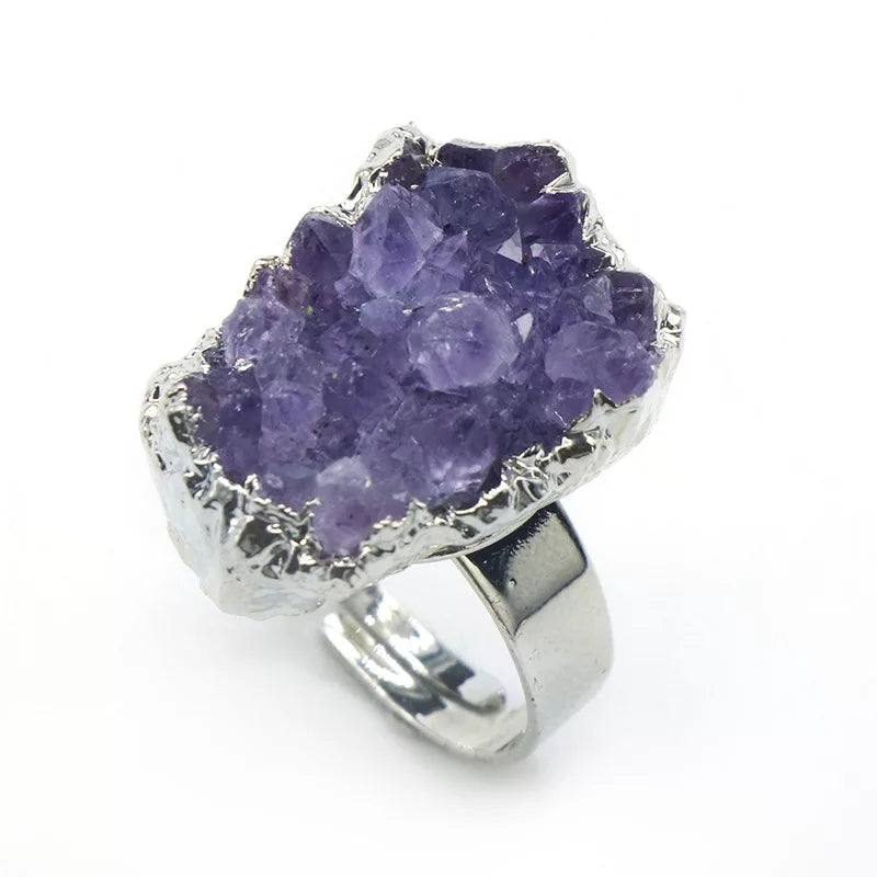 Amethyst Druzy Adjustable Ring