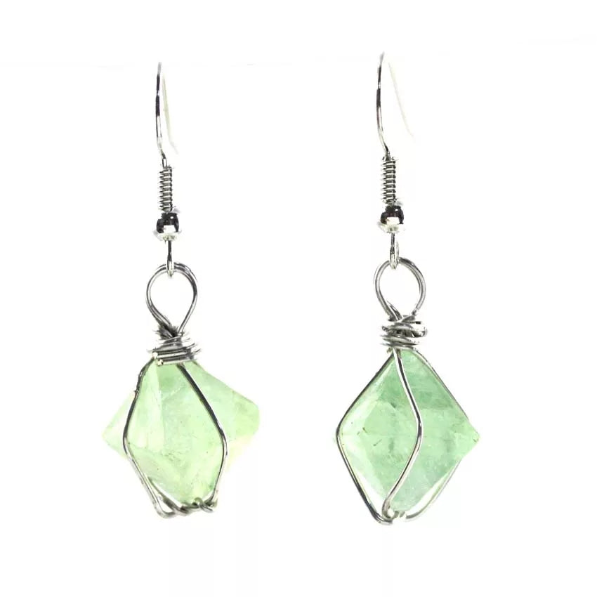 Handmade wrapped green Flourite earrings
