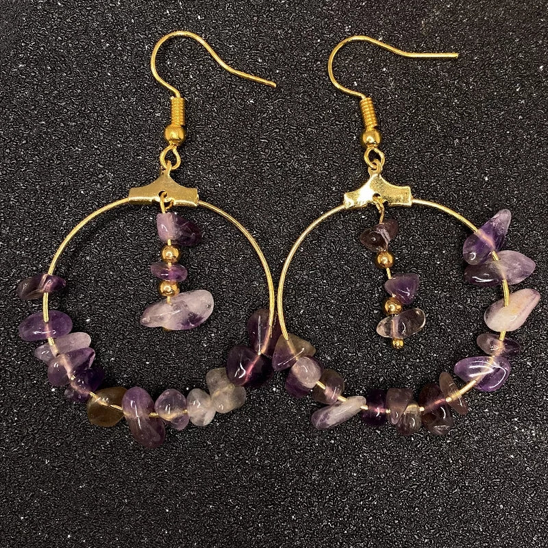 Gemstone dangled hoop earrings