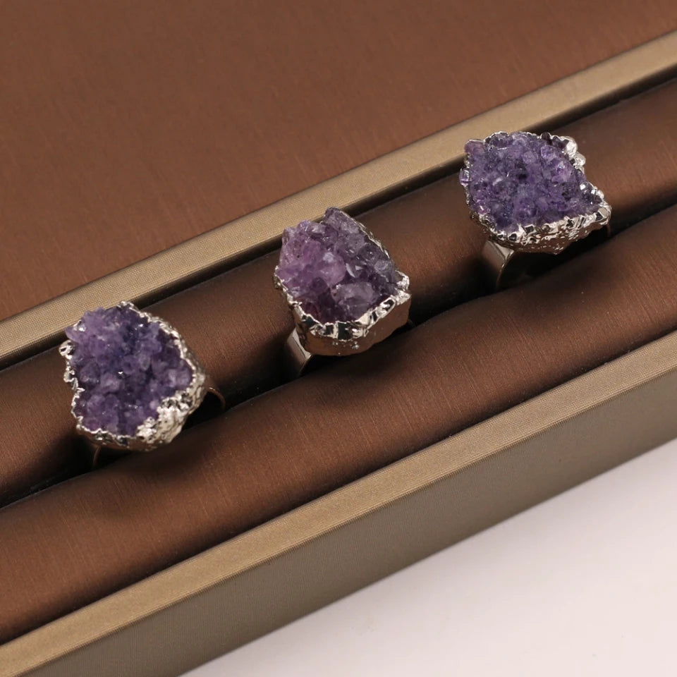 Amethyst Druzy Adjustable Ring