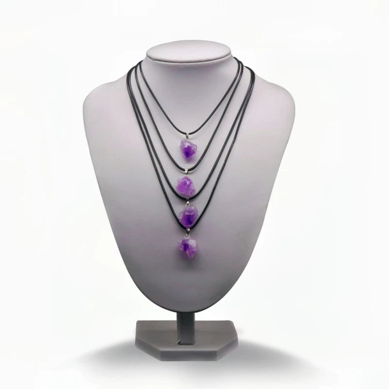 Raw Amethyst chunk necklace