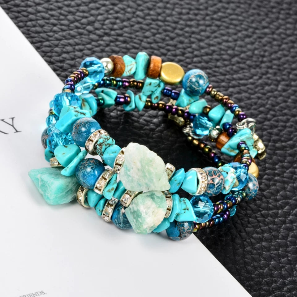Natural Gemstone × Charms wrap around bracelets
