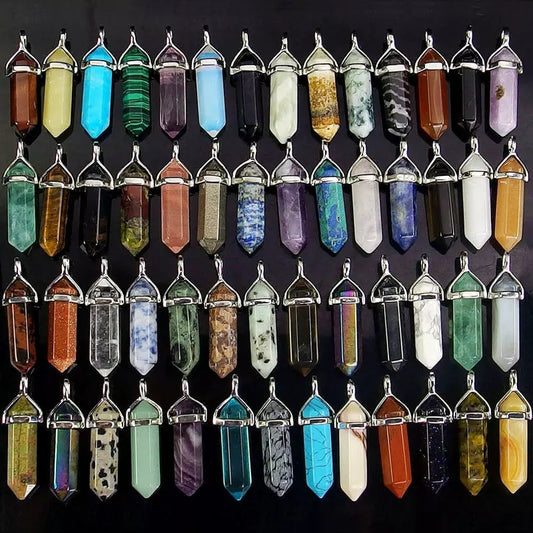 10 pc wholesale mixed gemstone pendant bundles.