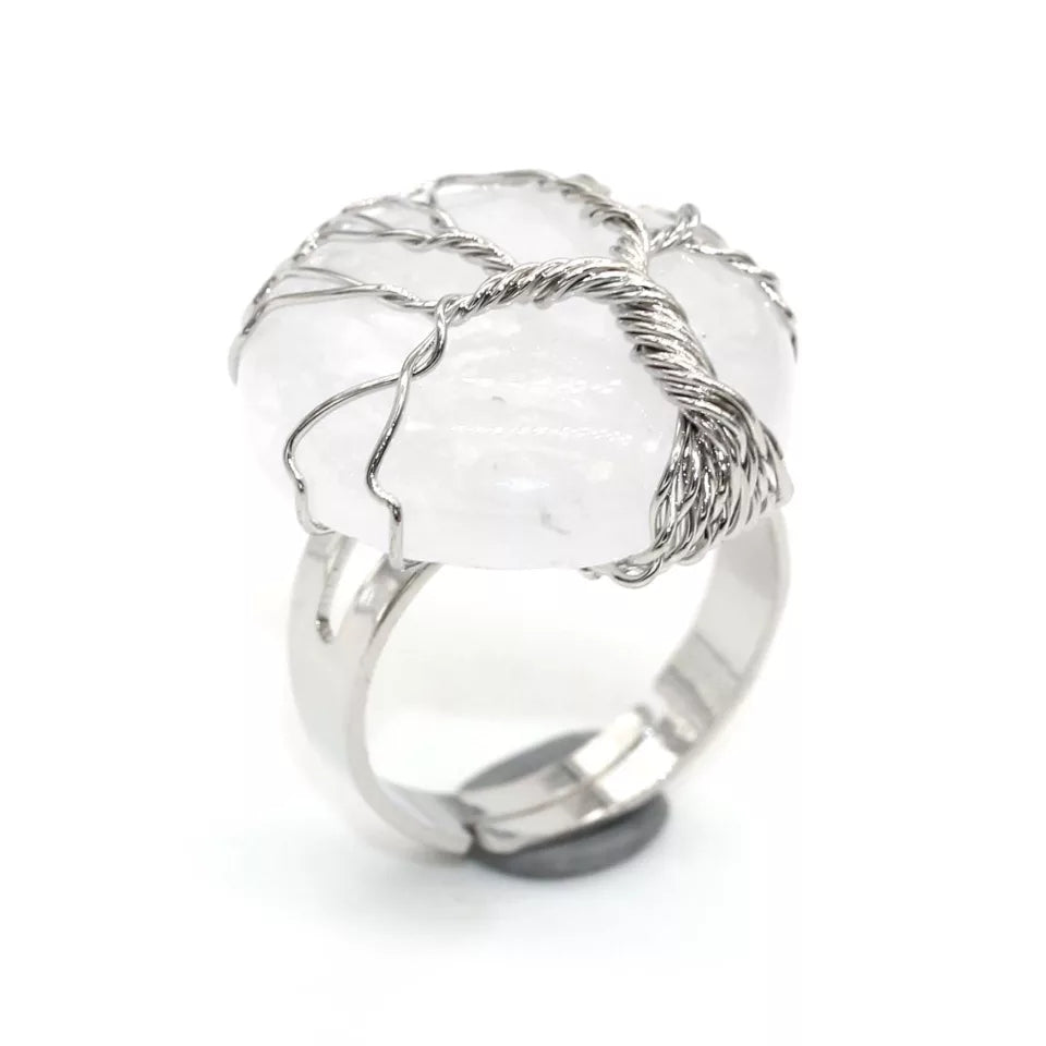 Wrapped Tree of Life Gemstone Rings
