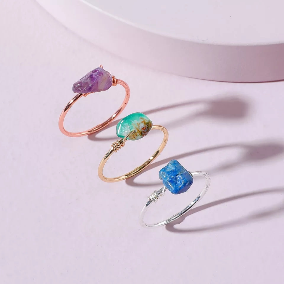 3pc Stackable Gemstone Rings