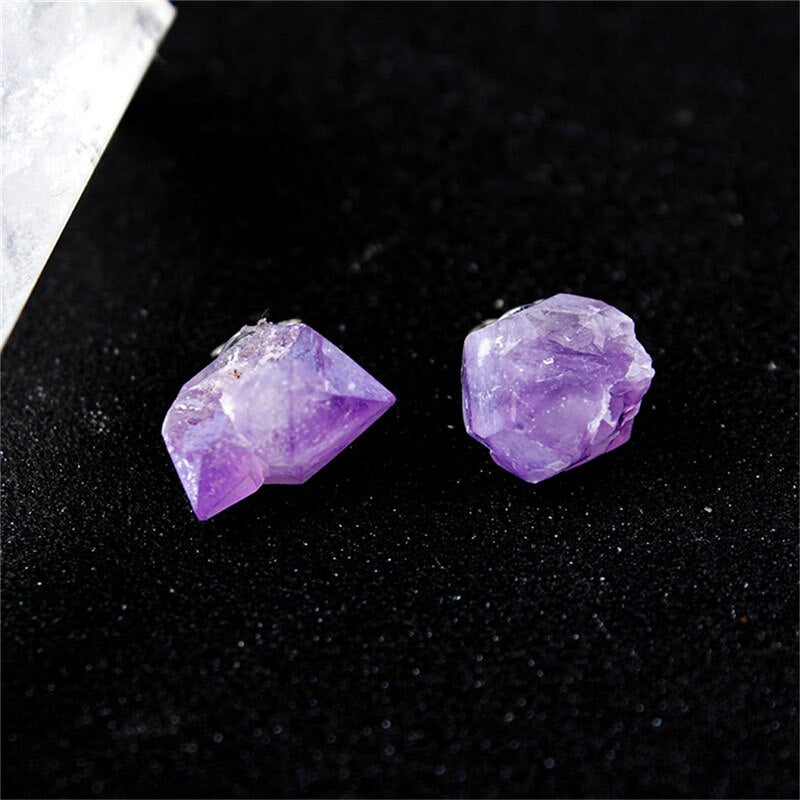 Raw Amethyst Stud Earrings