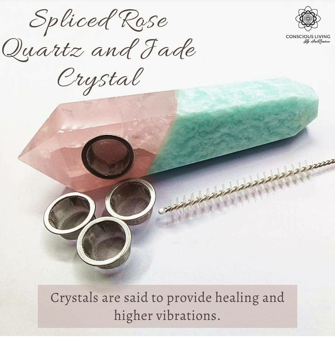 Spliced Rose Quartz × Amazonite bowl