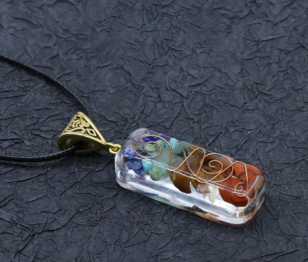 7 Chakra Orgonite necklace w/copper