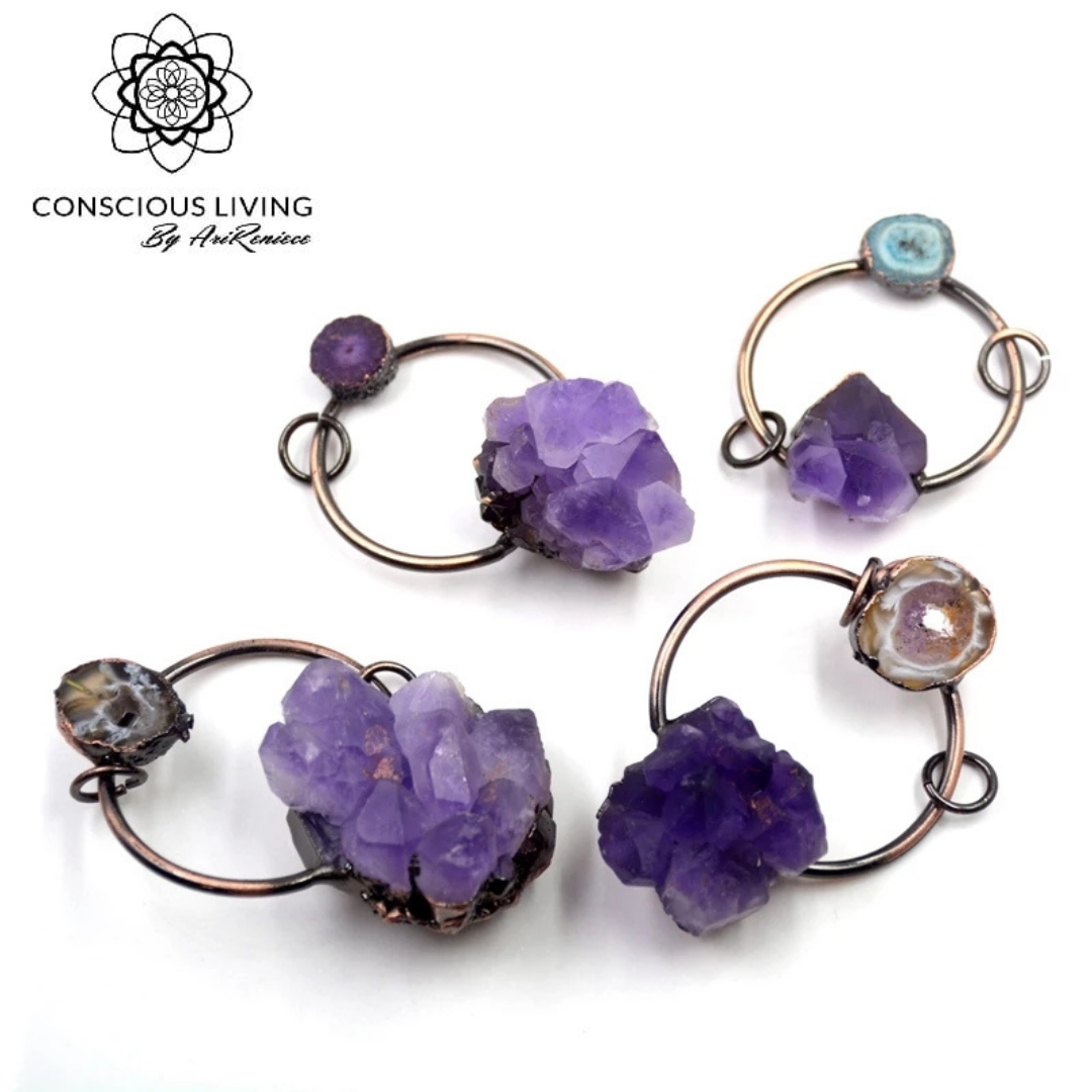 Amethyst Druzy Necklace w/agate