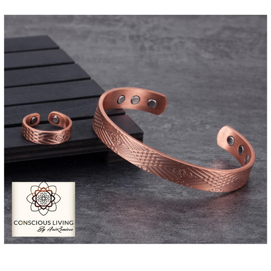Copper "Sunshine" bracelet and ring set