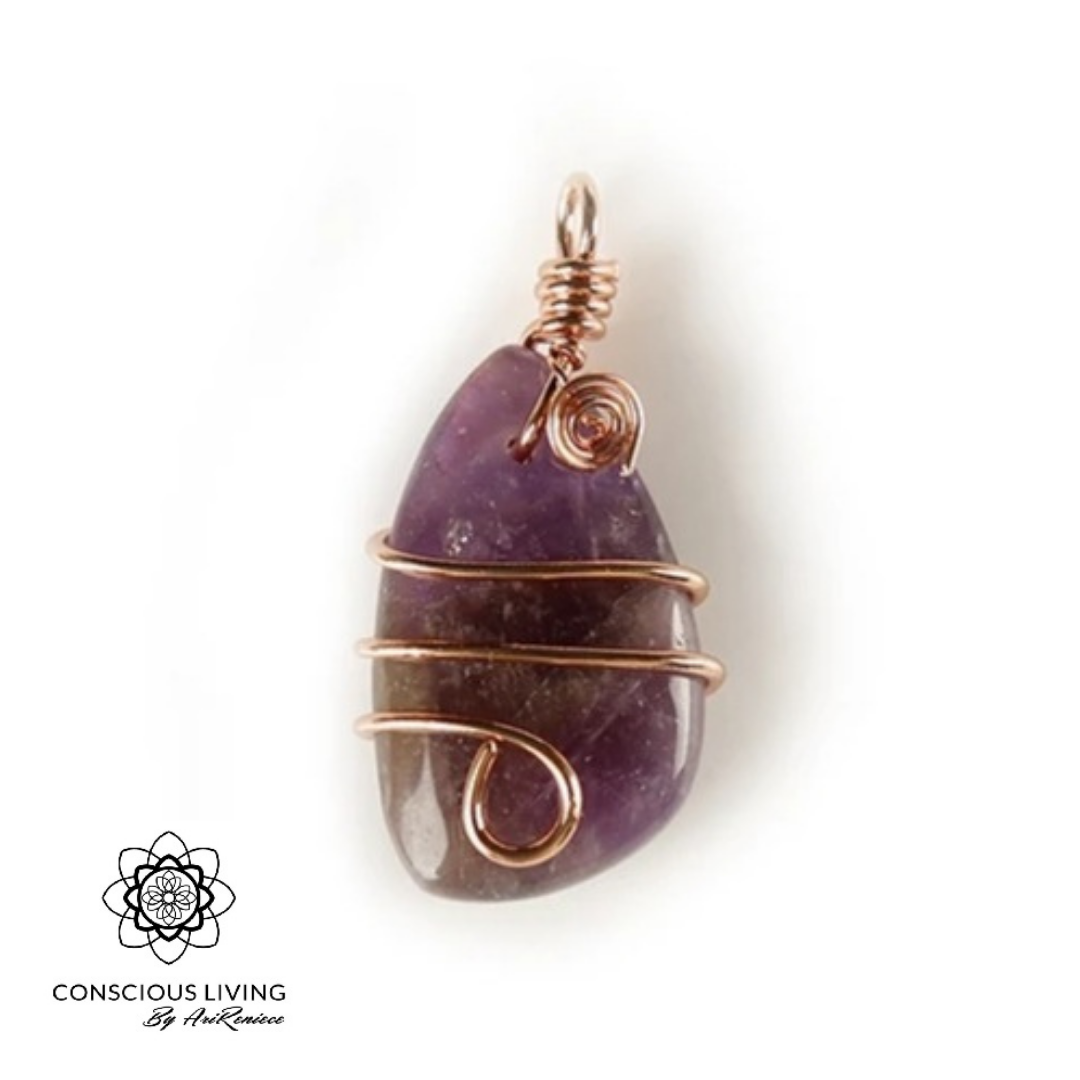 Natural Crystal Wrapped Healing Pendant