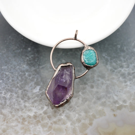 Amethyst × Amazonite Copper Soldered Necklace