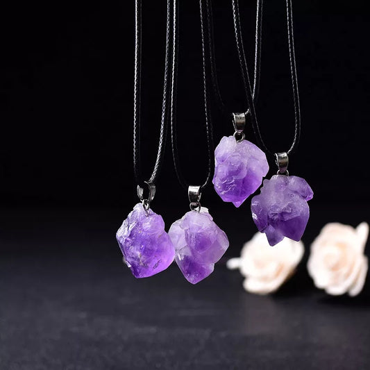 Raw Amethyst chunk necklace