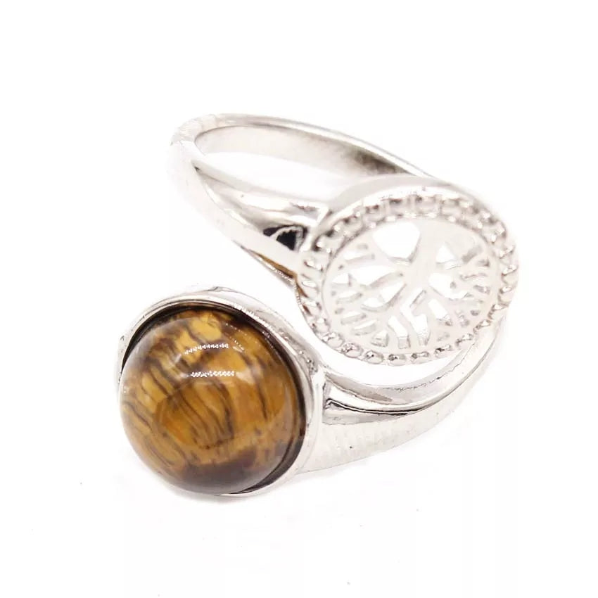 "Tree of Life" adjustable gemstone rings