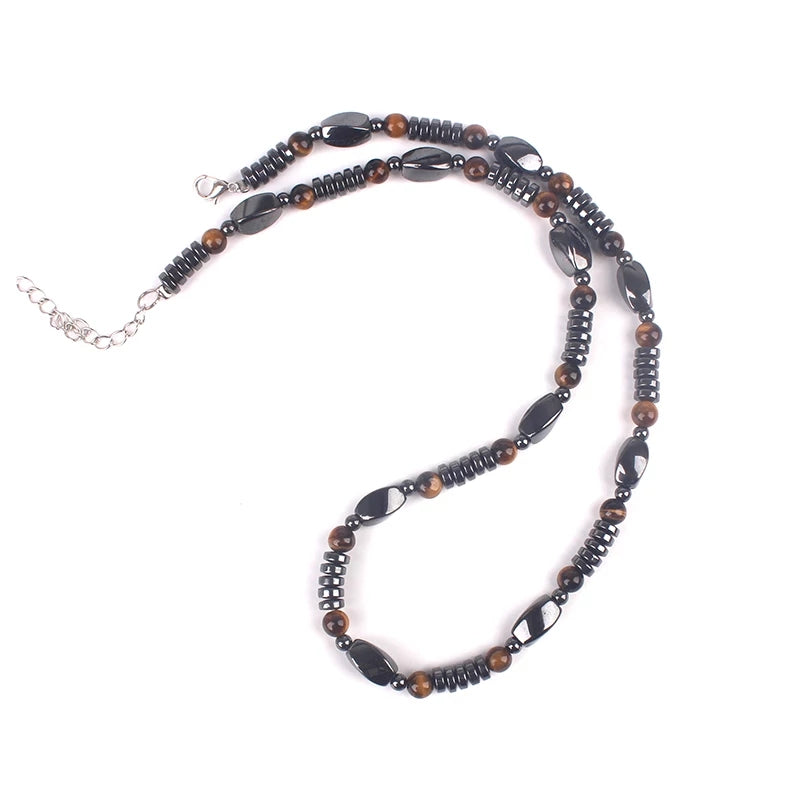 Black Hematite Tiger-Eye Beaded Necklace