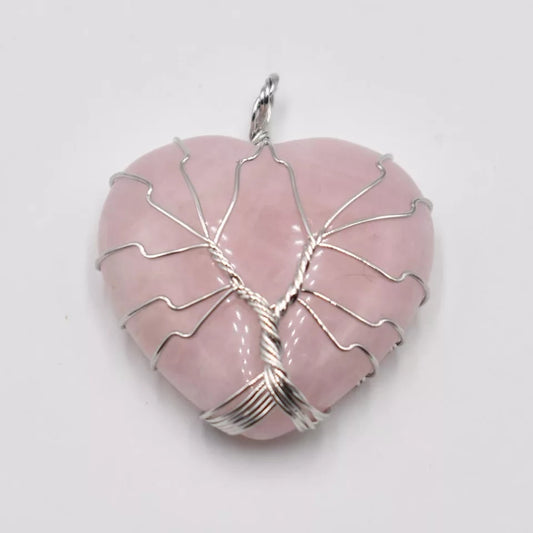 Wrapped Gemstone Cut Heart Pendants